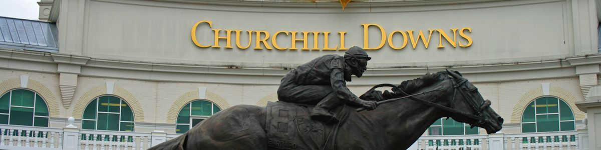 Churchill Downs race track and statue. 